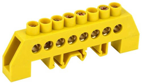 Шина изолированная тип "Стойка" IEK PE "земля" ШНИ-8х12-8-КС-Ж 8 групп желтый картинка 